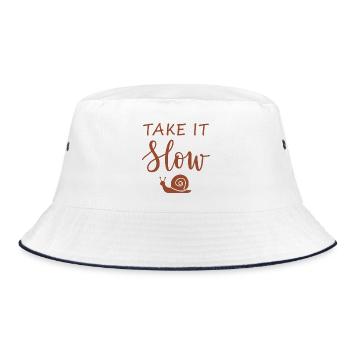 Take it slow Mach langsam mit Schnecke - Bucket Hat - Weiß/Navy - Vorne