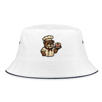 Chef Bulldog tenant un gâteau de patte dessin animé - Bob - blanc/marine - Devant
