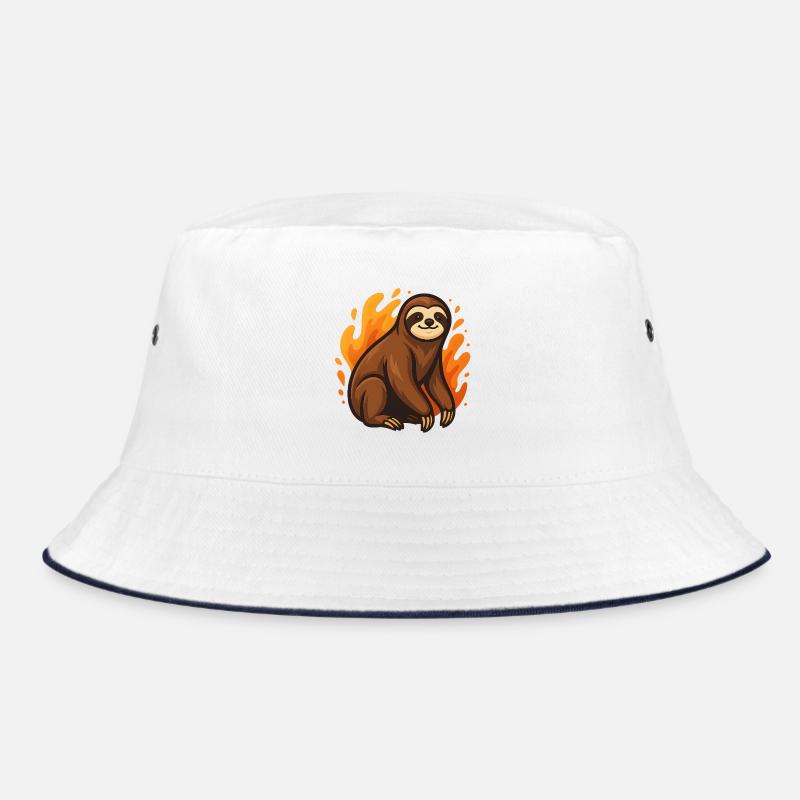 Flammendes Faultier - Bucket Hat - Weiß/Navy