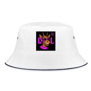 Neon Giraffe DJ mit pinken Accessoires - Bucket Hat - Weiß/Navy - Vorne