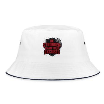 Be Stronger Than Your Excuses - Bucket Hat - white/navy - Front