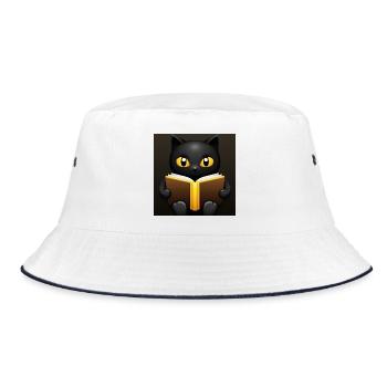 Magical Black Cat with Gold - Bucket Hat - white/navy - Front