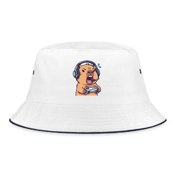 Capybara Gamer Edgy - Video Game Humor T-Shirt - Bucket Hat - white/navy - Front