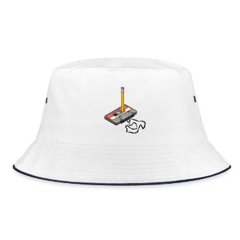 Nostalgia Retro Kassettenband Bleistift 2000 Vibes - Bucket Hat - Weiß/Navy - Vorne