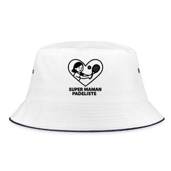 Super Padelist Mom – Cœur padel - Bucket Hat - Weiß/Navy - Vorne
