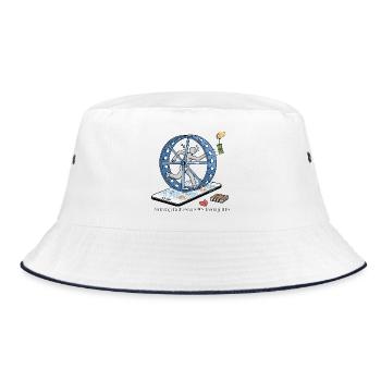 Social-Media-Laufband für Geld - Bucket Hat - Weiß/Navy - Vorne