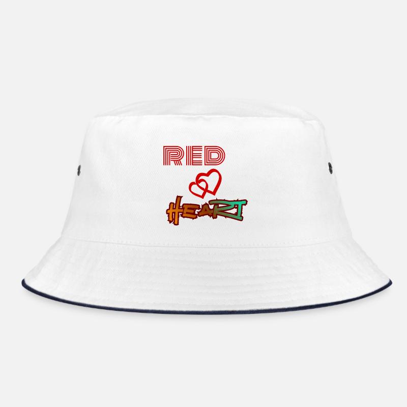 Rotes Herz, Graffiti-Herz - Bucket Hat - Weiß/Navy