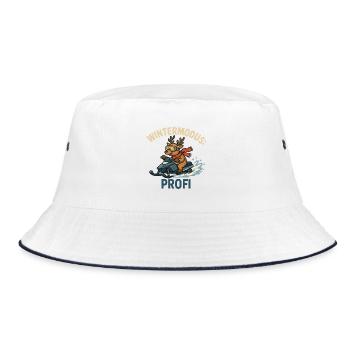 Wintermodus Profi - Bucket Hat - Weiß/Navy - Vorne
