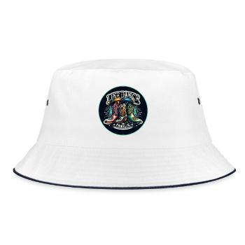 Line Dance Familie Boots - Bucket Hat - Weiß/Navy - Vorne