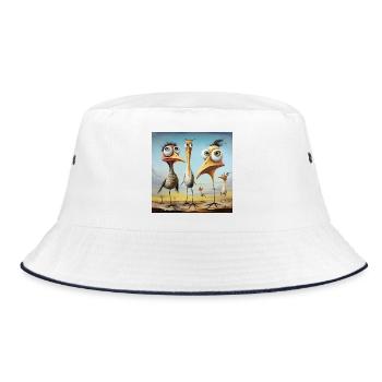 Coastal Gossip: Bizarre Bird Troop - Bucket Hat - white/navy - Front