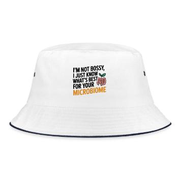 Nicht herrisch, sondern weiß am besten für dein Mikrobiom - Bucket Hat - Weiß/Navy - Vorne
