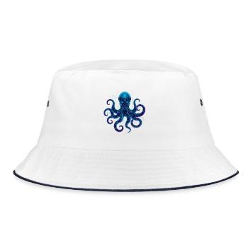 Cyberneon Octopus circuits - Bucket Hat - white/navy - Front