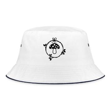 Toadstool in the wreath of leaves - Bucket Hat - white/navy - Front