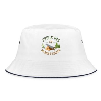 I can't, I have wood to cut - Bucket Hat - white/navy - Front