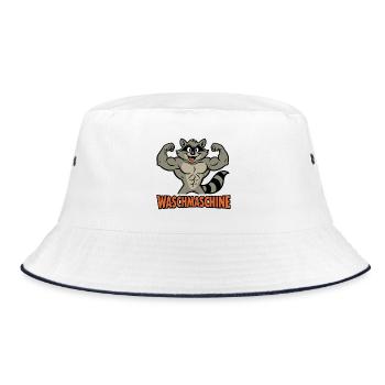 Raccoon Fitness Washing Machine Funny Gym Gift - Bucket Hat - white/navy - Front