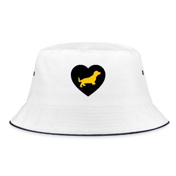 Dackel - Bucket Hat - Weiß/Navy - Vorne