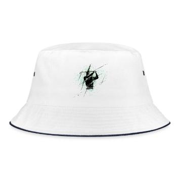 Golfer-Silhouette mit Grünflecken - Bucket Hat - Weiß/Navy - Vorne