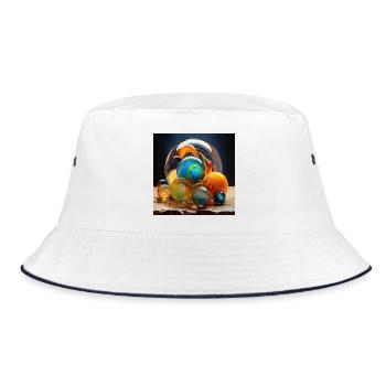 Colored Glass Blowing Art - Bucket Hat - white/navy - Front