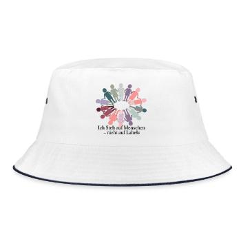  Ich Steh Auf Menschen - Nicht Auf Labels - Bucket Hat - Weiß/Navy - Vorne
