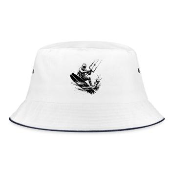Kite-Surfen Meerwasser Wind Fahrspaß - Bucket Hat - Weiß/Navy - Vorne