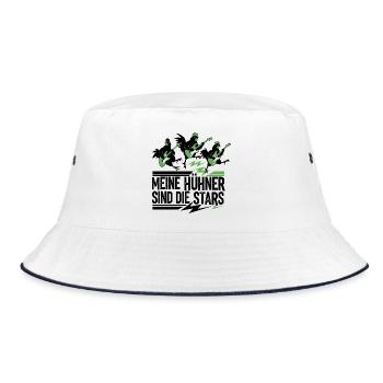 Hühner Geschenk Lustig Süß Geflügelzüchter - Bucket Hat - Weiß/Navy - Vorne