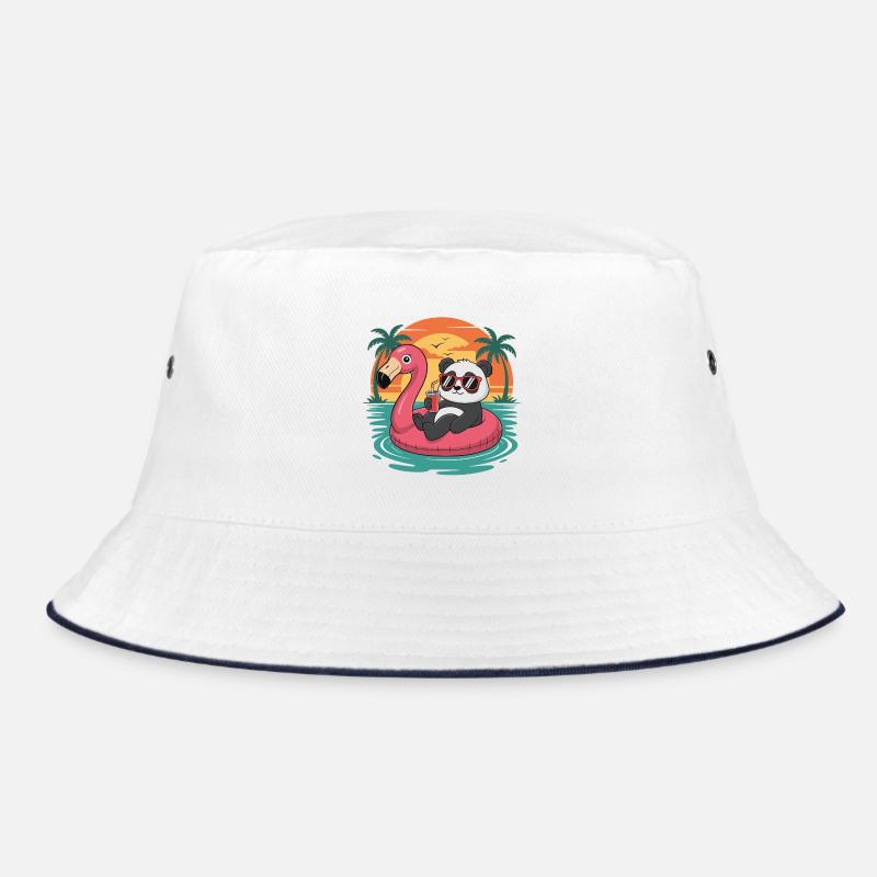 Lustiger Panda tropischer Sommer-Flamingo-Float Bucket Hat