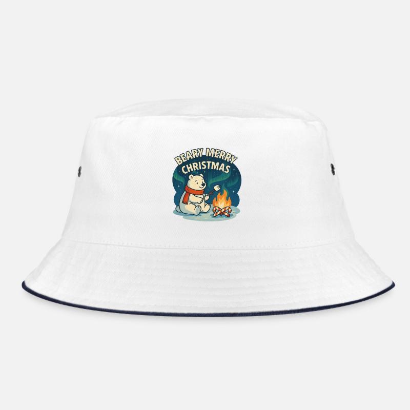 Beary Merry Christmas Campfire - Bucket Hat - white/navy