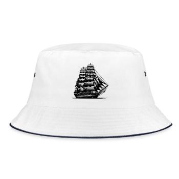 Vintage Segelschiff Träume Nostalgie pur - Bucket Hat - Weiß/Navy - Vorne