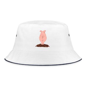 Pink pig from behind - Bucket Hat - white/navy - Front