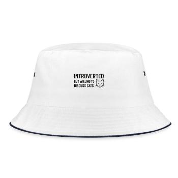 Introverted but Willing to Discuss Cats - Bucket Hat - white/navy - Front