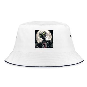 Moonlit Undead – Zombie in the Full Moon - Bucket Hat - white/navy - Front