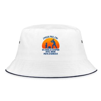 Wood to cut with daddy of love - Bucket Hat - white/navy - Front