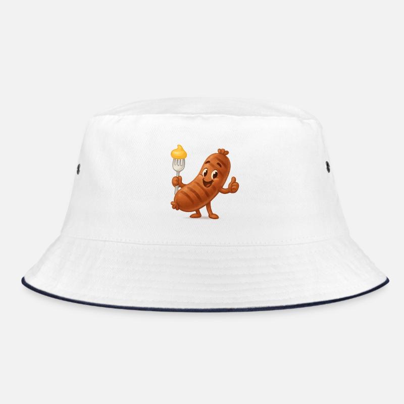 Würstchen mit Senf Cartoon Bucket Hat