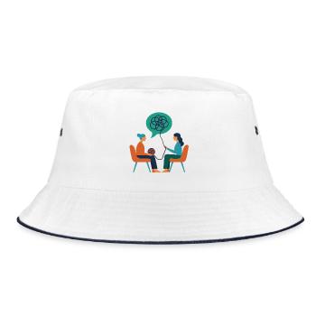 Therapist – Psyche Illustration - Bucket Hat - white/navy - Front