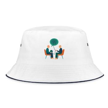 Psychotherapy Illustration – Therapist / Counsellor - Bucket Hat - white/navy - Front
