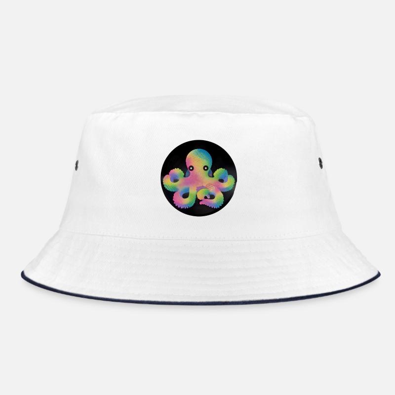 Colorful Pixel Octopus on Vinyl Bucket Hat