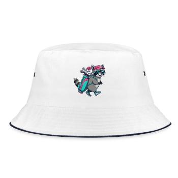 Funny Raccoon Golfer Cartoon Cool Golf Animal - Bucket Hat - white/navy - Front