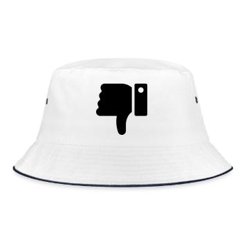 Dislike Hand, Hater Symbol, Thumbs Down - Bucket Hat - white/navy - Front