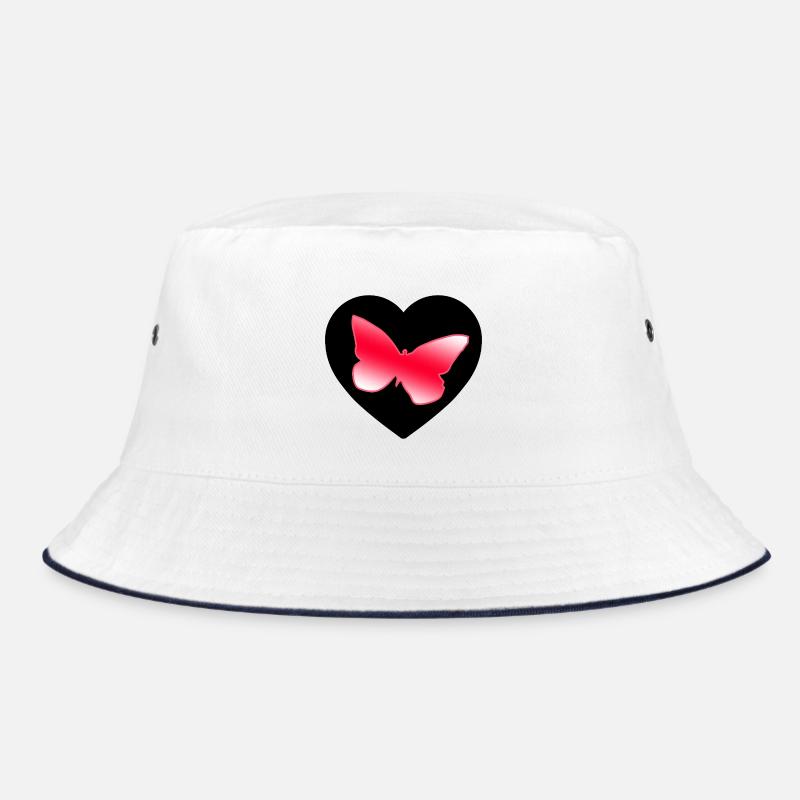 Schmetterlinge - Bucket Hat - Weiß/Navy