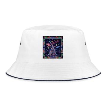 Magical Neon Christmas Night - Bucket Hat - white/navy - Front