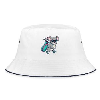 Funny Koala Golfer Cartoon Cool Golf Animal - Bucket Hat - white/navy - Front