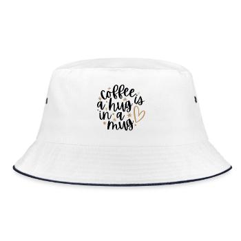 Coffee is a Hug in a Mug - Bucket Hat - Weiß/Navy - Vorne