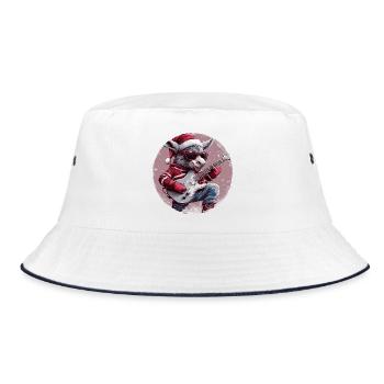 Esel Weihnachten Gitarre - Bucket Hat - Weiß/Navy - Vorne