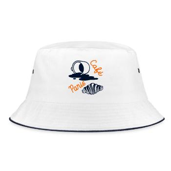 Croissant Kaffee Paris - Bucket Hat - Weiß/Navy - Vorne