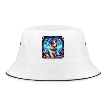 Cosmic Puppy in Space Capsule - Bucket Hat - white/navy - Front