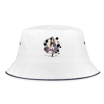 Night Leather Icon - Bucket Hat - white/navy - Front