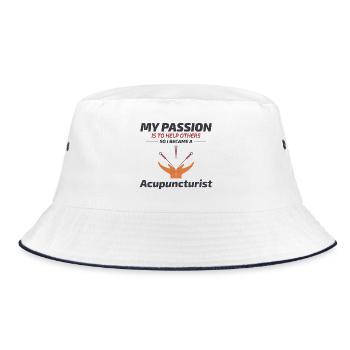 Meine Leidenschaft ist es, anderen Akupunkteuren zu helfen - Bucket Hat - Weiß/Navy - Vorne