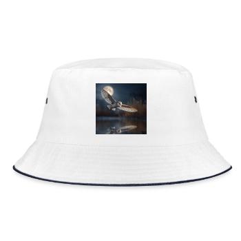 Schleiereule im Mondschein – Mystische Nacht - Bucket Hat - Weiß/Navy - Vorne
