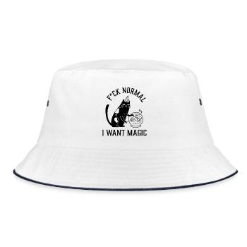 Fuck Normal I Want Magic Retro Cat - Bucket Hat - Weiß/Navy - Vorne