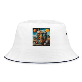 Surreal Planets-Skull - Bucket Hat - white/navy - Front